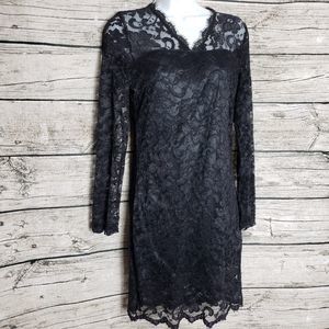 Dress V Womens black lace dress long lace sleeve Size Large